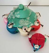 LOT 2 VINTAGE ASIAN SUMO BABIES HOLDING HANDS SEWING TRINKET JEWELRY BOXES  picture