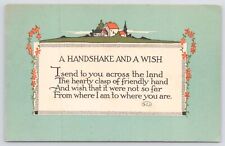 A Handshake & A Wish~Across The Land~Art Deco~Robert H Lord #5164~1914 Postcard picture