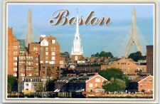 Postcard - Old North Church & Zakim Bridge - Boston, Massachusetts picture