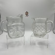 Vintage Clear Glass Pitchers With Handle Ornate Decorative Tea picture