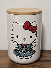 NWT SANRIO Hello Kitty IN Christmas Tree Dress Canister Bamboo Lid Double Sided picture