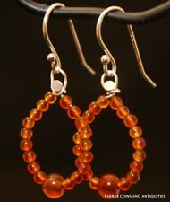 ANCIENT ROMAN EGYPTIAN CARNELIAN STONE BEADS - EARRINGS - 1ST - 2ND CENTURY A.D. picture