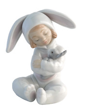 RARE Lladro Bunny Hugs Girl Holding Rabbit Figurine #8538 - with Original Box picture