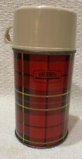 THERMOS Half Pint Size Bottle with Red Plaid Pattern USA Vintage picture