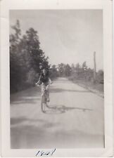 Vintage Found Photo - 1948 - Happy Little Girl Rides Bicycle Down The Dirt Road picture