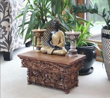 Solid Elm Wood Hand Carved Tibetan Buddhist Prayer Shrine Altar Meditation Table picture