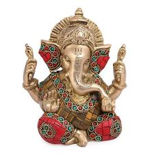 Brass Lord Ganesha Brass Statue God Bhagwan Ganpati Sitting Idol 5.5