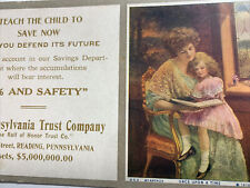 Reading Pennsylvania bank ￼Pretty Lady & Child Adv Blotter Arthur Art ￼C 1910 picture