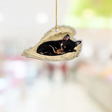 Black & Tan Chihuahua dog sleeping Angel Wings Christmas car Ornament Gift picture