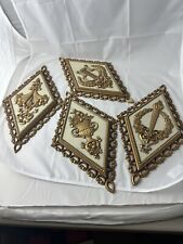 VTG Homco Set of 4 Gold Diamond Shaped Wall Plaques picture