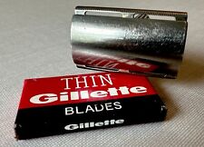 Vintage Gillette Tech Fat Handle Safety Razor with Blades picture