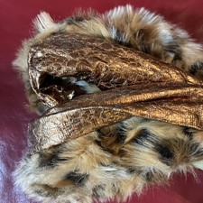 Fashion Fur Garland Faux Cheetah Bronze Gold Snake Skin Wired Ribbon NOS 9’ picture