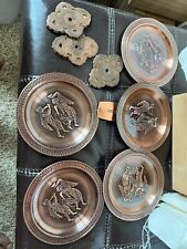 group of 5 metal plates and other items picture