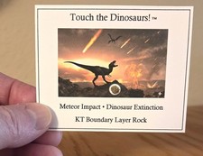Dinosaur Extinction Mini-Museum Display. KT Boundary Rocks.  Authenticity Card picture
