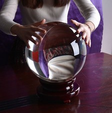 LONGWIN 250MM Clear Crystal Ball Meditation Glass Sphere Photo Prop Free Stand picture
