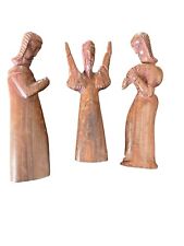 3 Piece Carved Wood Figurine Set 6 to 7 Inches Tall picture