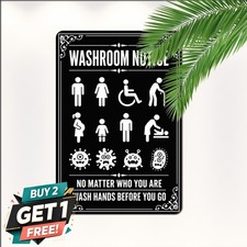Restroom Hygiene Rules Metal Sign Classic Wash Your Hands Tin Wall Plaque picture
