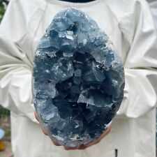 7.6LB Natural Blue Celestite Crystal Geode Cave Mineral Specimen Healing picture