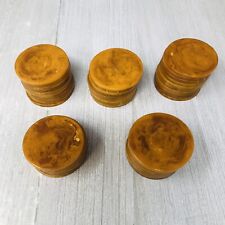 47 Vintage 1930s Bakelite Poker Game Chips Butterscotch Marbled Swirl picture