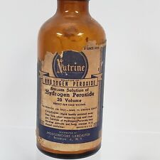 Nutrine PEROXIDE HYDROGEN vintage bottle Dk Amber with label cap USA Vtg picture