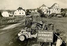 WWII B&W Photo US 79th Infantry Now Entering Germany Sign World War  WW2 / 1144 picture