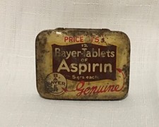 Bayer miniature aspirin tin 12 tablets vintage tin 15cent collectibles tin picture