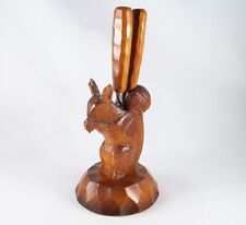 Vintage Wood Handcrafted Carved Squirrel Figurine With Nutcracker picture