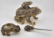 bombay company brass frog trinket box magnifying glass letter opener desk set picture