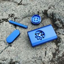 DUGOUT MAGNETIC ALUMINUM WITH GRINDER, ASHTRAY, STORAGE, AND ONE HITTER- BLUE picture