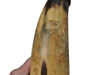 antique colonial powder horn decorated eagle Virginia 1778 old replica  picture