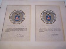 2 1950'S CIVIL AIR PATROL CERTS OF ACHIEVEMENT TO LT COL RUSHING SIGNED/STAMPED picture