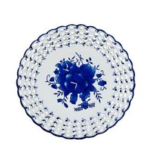 Vintage Keepsake/Vanity Dish Rose Porcelain Blue White 8 3/4 in Dia x 1 1/2 in H picture