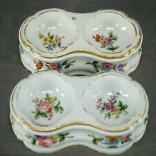 Pair of Late 18th Century Sevres Hand Painted Floral & Gold Porcelain Salts picture