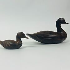 Vintage Hand Carved Ironwood Family of 2 Ducks picture