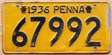 1936 Pennsylvania License Plate · small embossed keystones at top picture