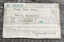VINTAGE Minnesota Motor Vehicle Operators License Drivers 1945-1949 LOOK-COOL picture