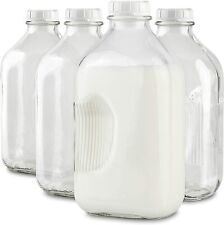 64- Oz Glass Milk Bottles with 8 White Caps (4 Count ) Food Grade Glass Bottles picture