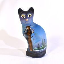 Fenton Gift shop Styleized cat black bear hand painted limited edition picture