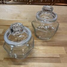 Vintage Set Of 2 KIG Indonesia Clear Glass Apothecary Candy Nuts Canister Jars picture
