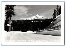 Santiam Pass Oregon OR Postcard RPPC Photo The Finger Jack Winter Scene c1940's picture