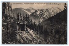 c1950's Snow Sheds Cascade Mts. Line Of Northern Railroad Washington WA Postcard picture