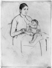 Photo:Mary Cassatt Nursing Mother Child Breastfeeding c1891 Drypoint Print picture