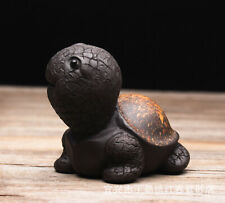 Lovable Small Tortoise Tea Pet Statues Chinese Yixing Zisha Black Mud Pottery picture