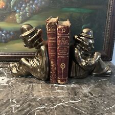 Set Of 2 Vintage Beautifully Chippy heavy ceramic Clown Bookends FABULOUS picture
