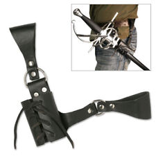 NEW Universal Lace Up Black Leather Sword Frog Blade Holder Medieval Belt Carry picture