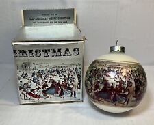 Vtg Currier & Ives Central Park, Winter Christmas Ornament Glass Ball Corning NY picture