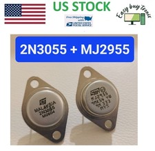 2Pcs 1Pair 2N3055 + MJ2955 TO-3 15A 60V Complementary Silicon Power Transistor picture