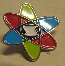 Nuclear AI Artificial Intelligence Atomic Atom Lapel Pin Hat Tie Multicolor 1" picture