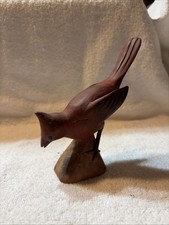 Vintage Hand Carved Male Red Cardinal Bird. Song Bird Carving picture