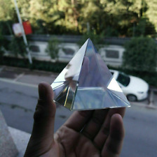 3D Clear Prism Pyramid Crystal Faceted Glass Fengshui Paperweight Suncatcher picture